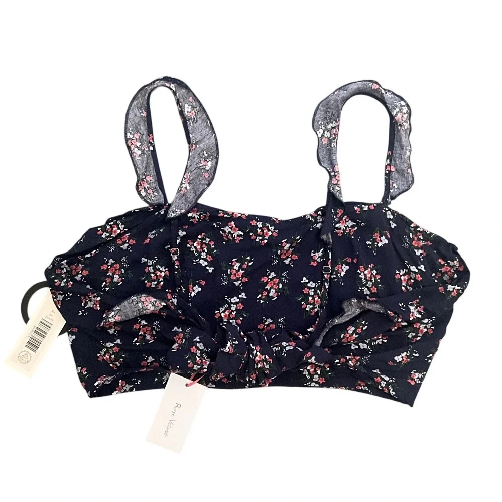 Rose Velvet Floral Matching Set Tie Back Crop Top Pocket Shorts Boho Size 3X NWT